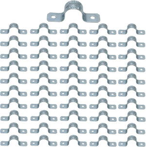 MAKERELE 1/2 inch zinc-plated steel two-hole EMT conduit strap, 50-pack