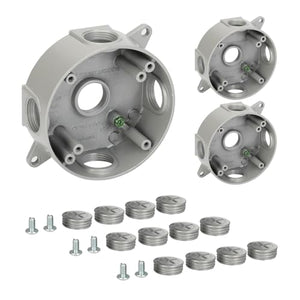 MAKERELE round metal electrical boxes with 3/4 in threaded entries, 3-Pack