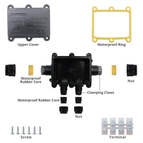 thumbnail image 2 of HoHaing IP68 External Junction Box, 2 Way Plug Line Outdoor Electrical Box, M20 Coaxial Cable 2 of 14