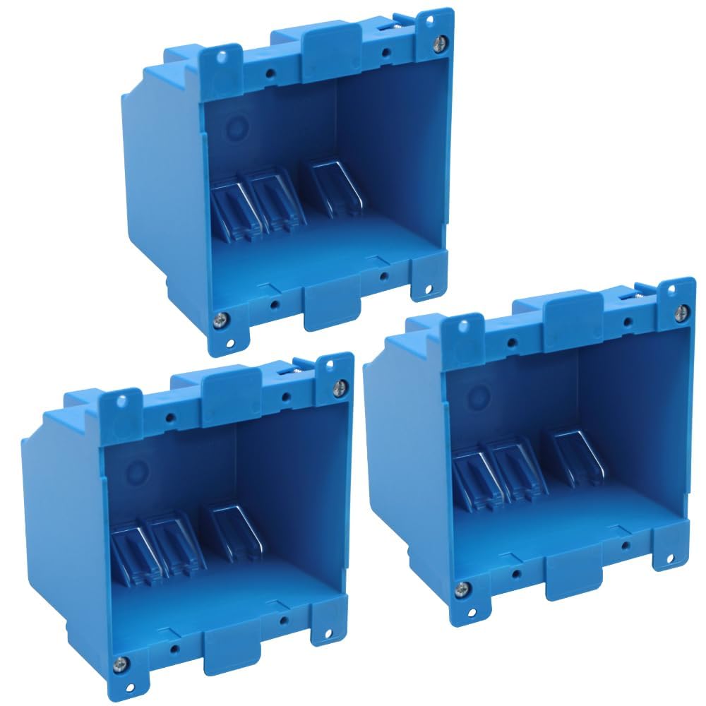 MAKERELE blue 2-gang old work electrical boxes, 25 cu. in., 3-pack