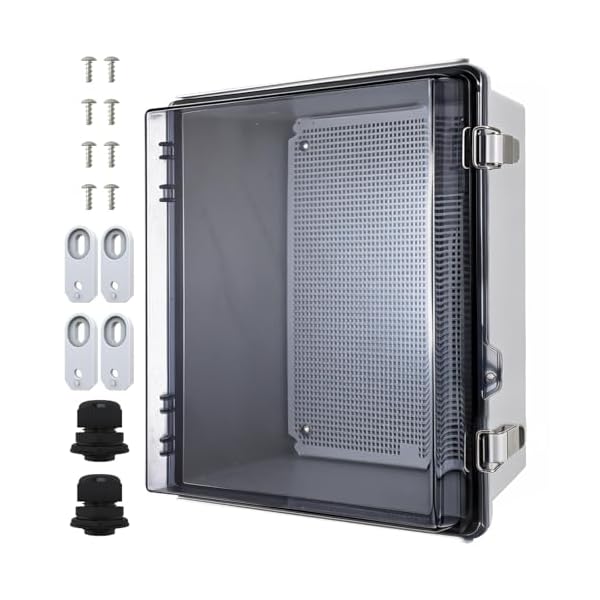 MAKERELE MTYBOX413118 transparent IP67 junction box 16.1 x 12.2 x 7.1 in with metal latches