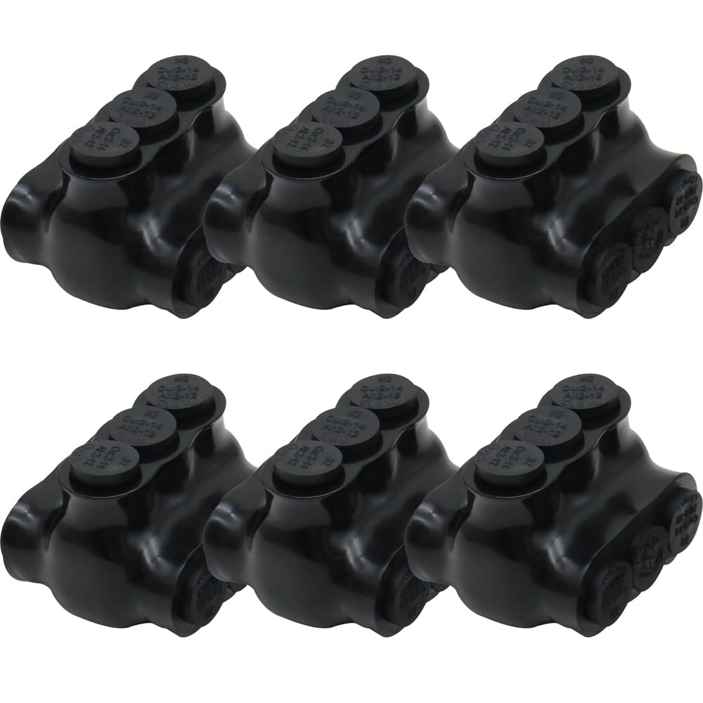 MAKERELE dual insulated multi-tap connectors, 2-14 AWG, 3-port, 6-pack