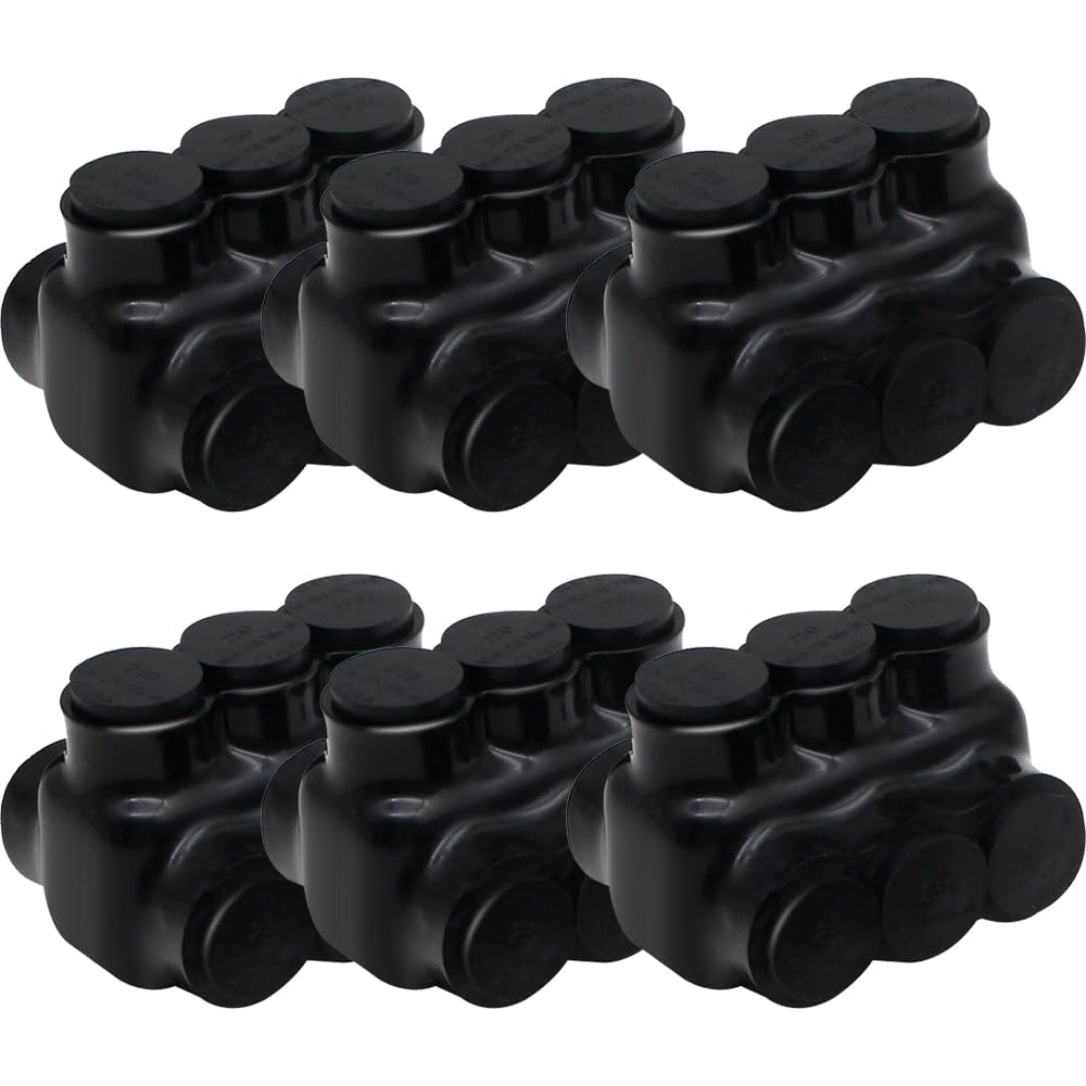 MAKERELE dual insulated multi-tap connectors, 6 AWG-250 kcmil, 3-port, 6-pack