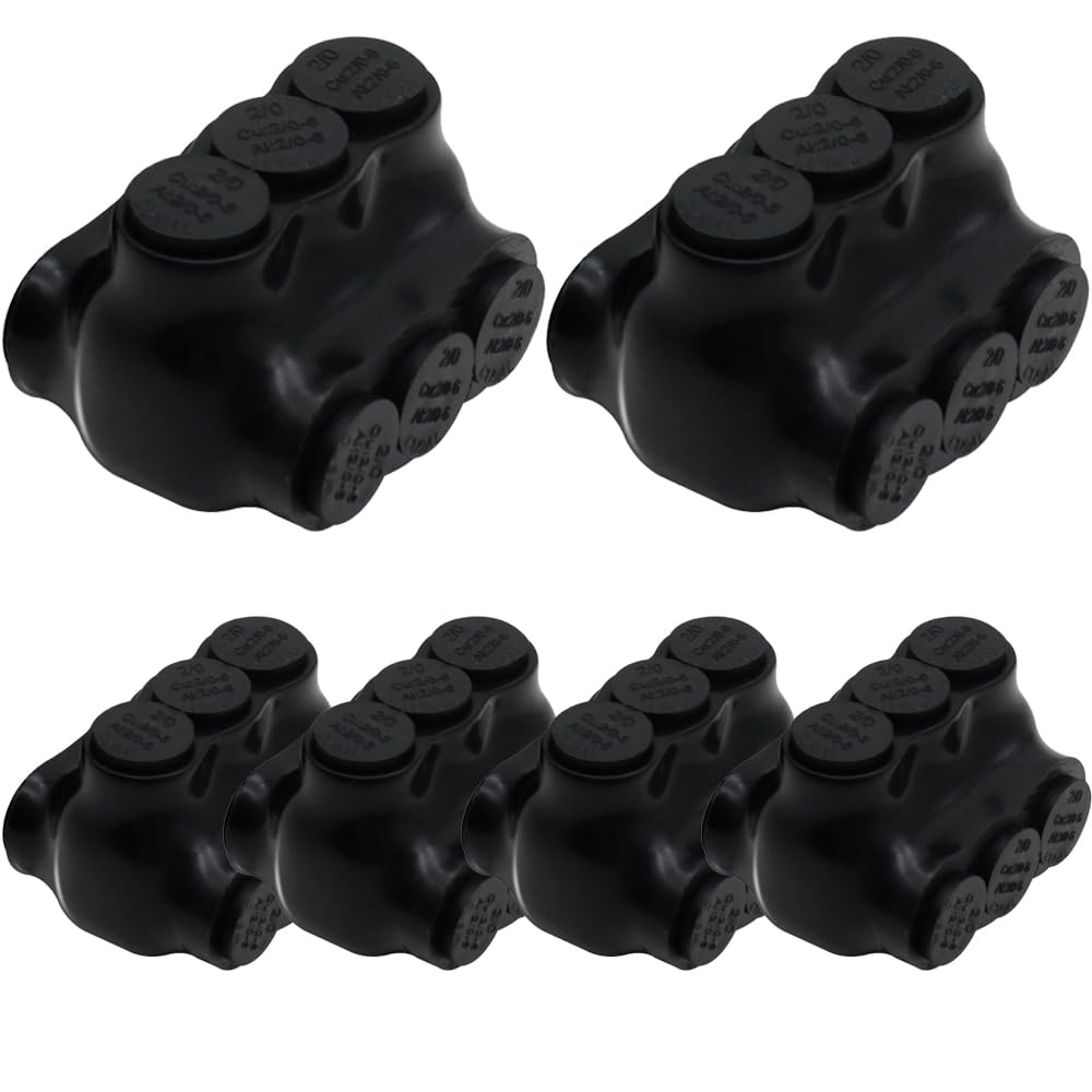 MAKERELE dual insulated multi-tap connectors, 2/0-6 AWG, 3-port, 6-pack