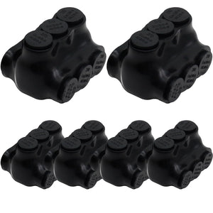 MAKERELE dual insulated multi-tap connectors, 2/0-6 AWG, 3-port, 6-pack