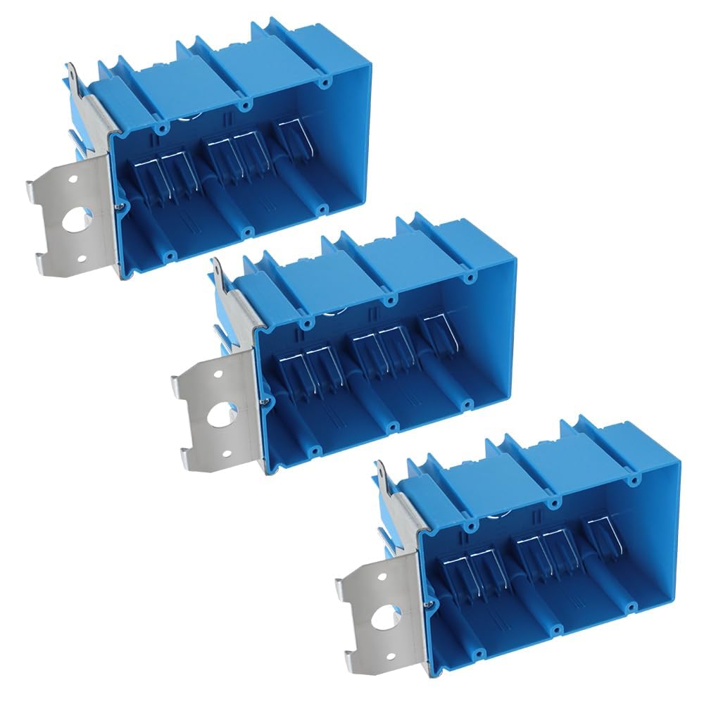 MAKERELE blue adjustable electrical outlet boxes, 3-gang, 49 cu. in., 3-pack