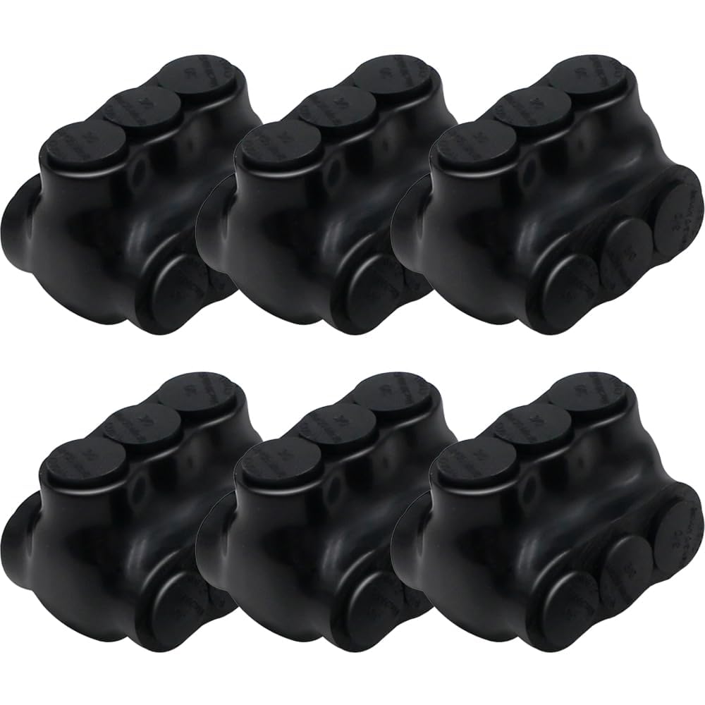 MAKERELE dual insulated multi-tap connectors, 3/0-6 AWG, 3-port, 6-pack