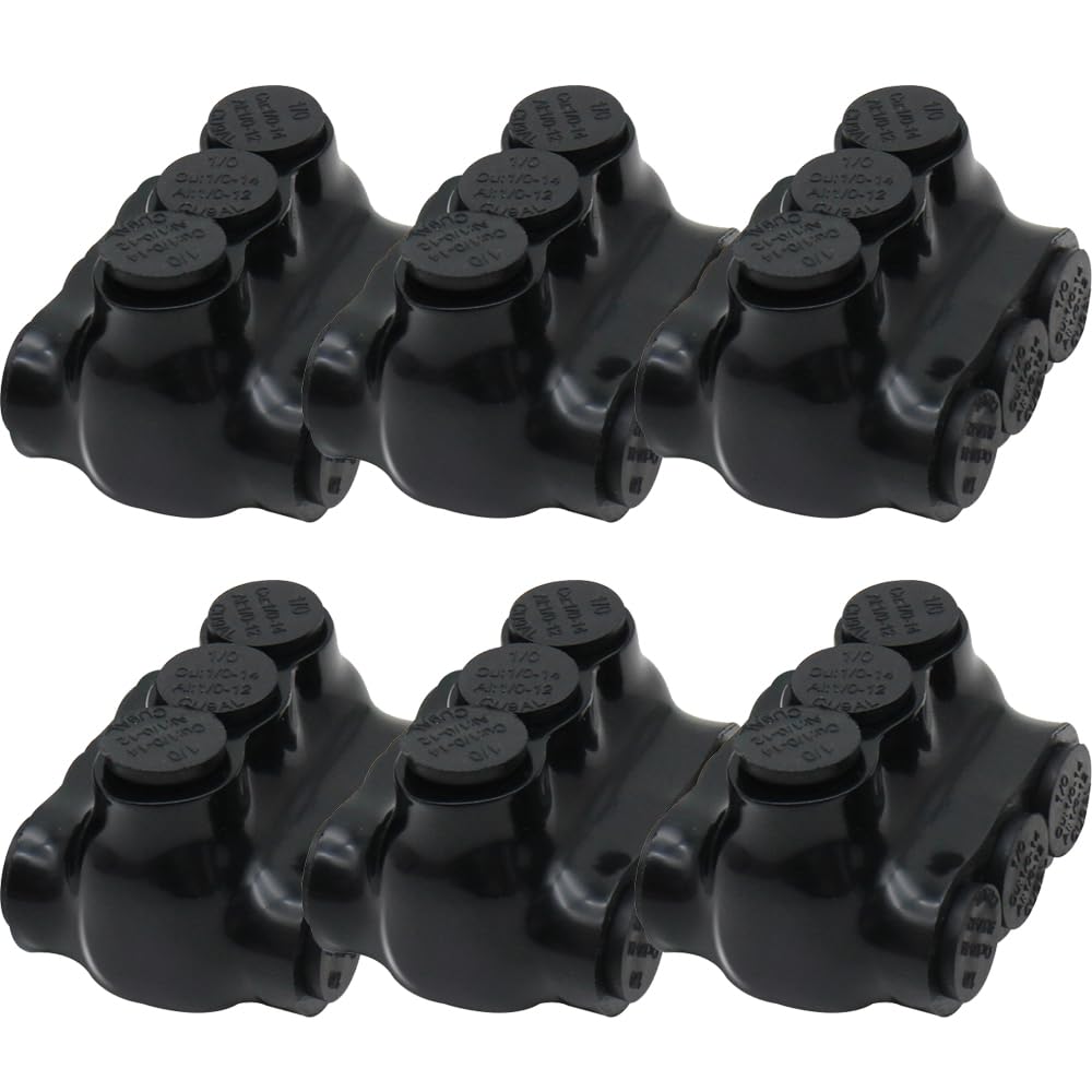 MAKERELE dual insulated multi-tap connectors, 1/0-14 AWG, 3-port, 6-pack