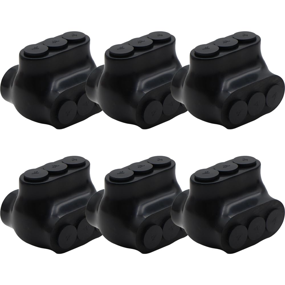 MAKERELE dual insulated multi-tap connectors, 4-14 AWG, 3-port, 6-pack