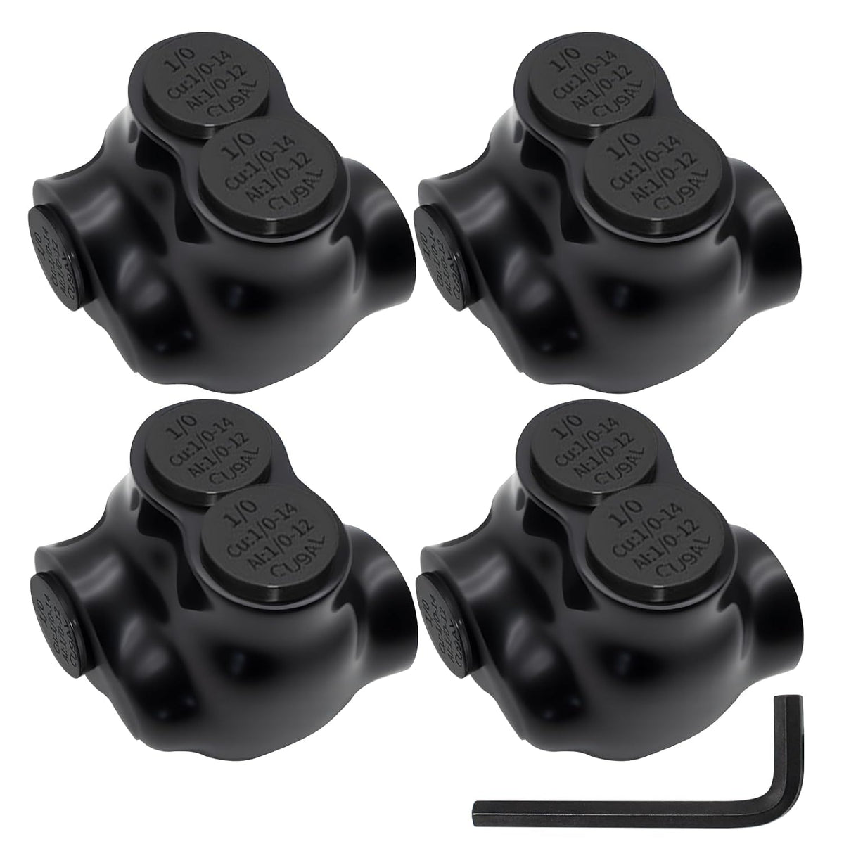 MAKERELE single-sided insulated multi-tap connector with 3/16 in. hex key, 1-port, 1/0-14 AWG, 4-pack