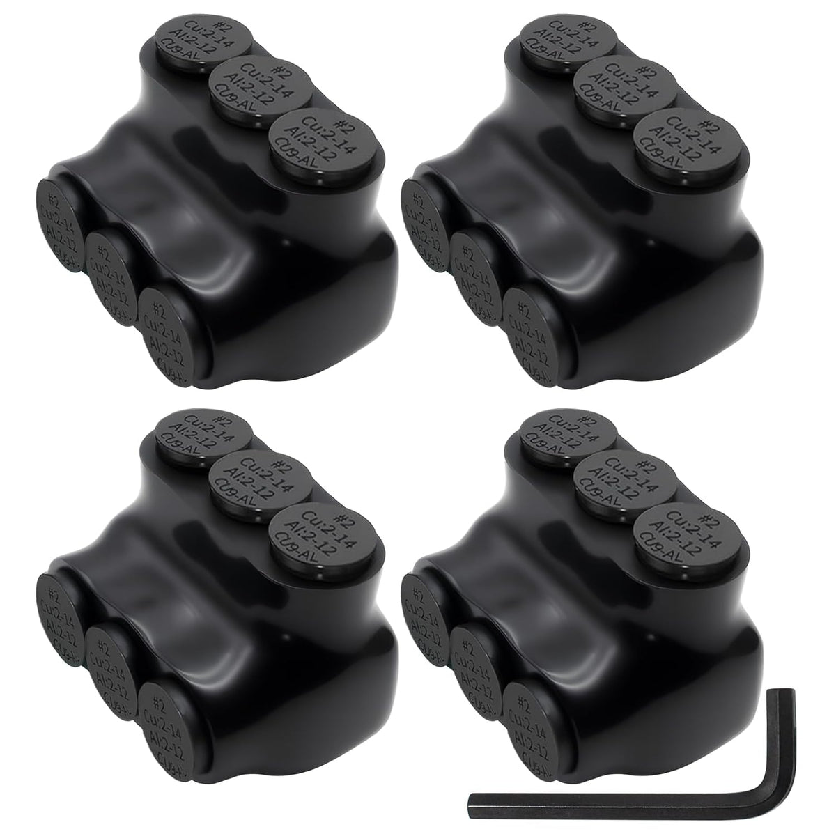 MAKERELE single-sided insulated multi-tap connector with 5/32 in. hex key, 3-port, 2-14 AWG, 4-pack