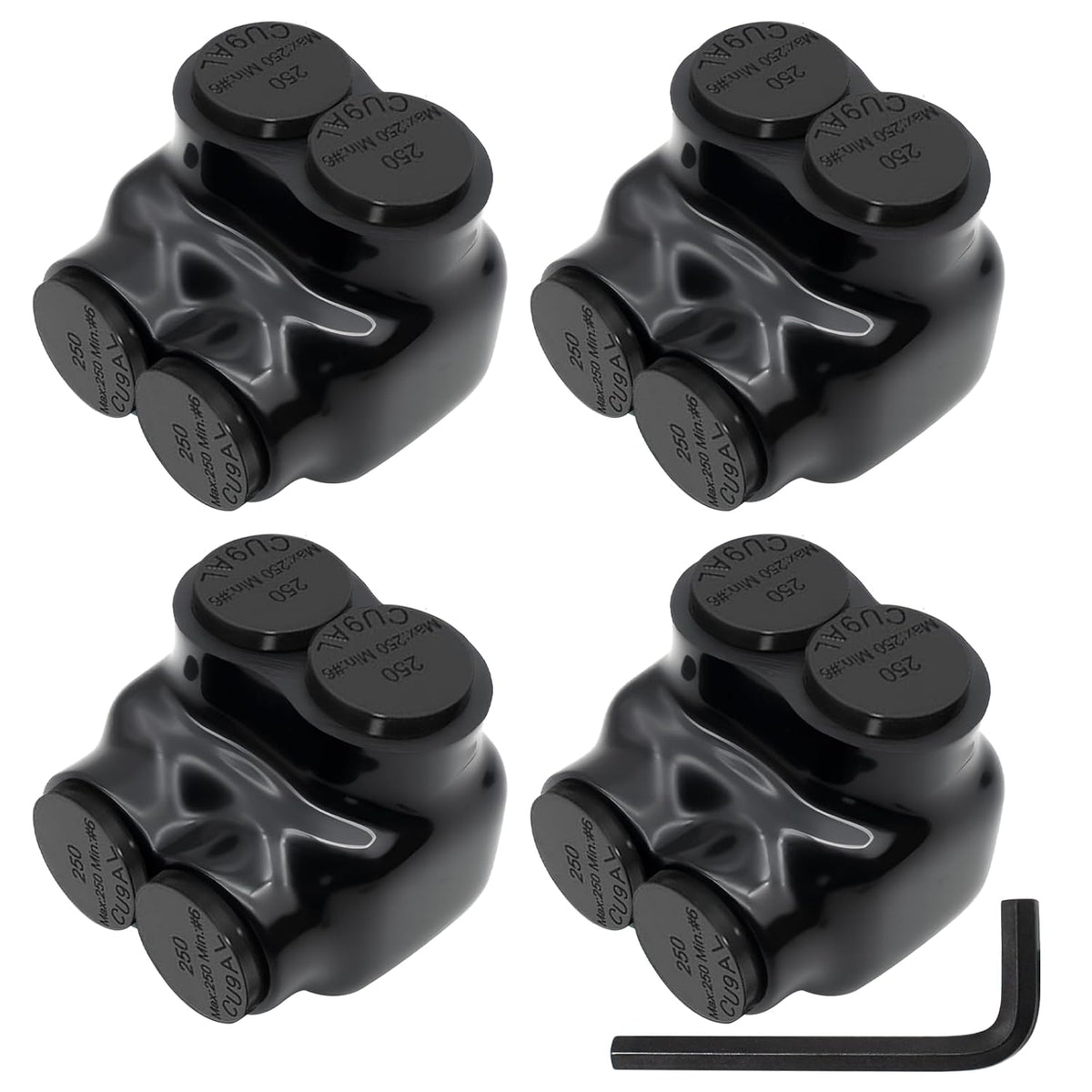 MAKERELE single-sided insulated multi-tap connector with 5/16 in. hex key, 2-port, 6 AWG-250 kcmil, 4-pack