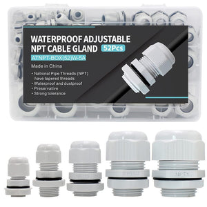 MAKERELE grey NPT cable gland assortment kit, 52 pieces
