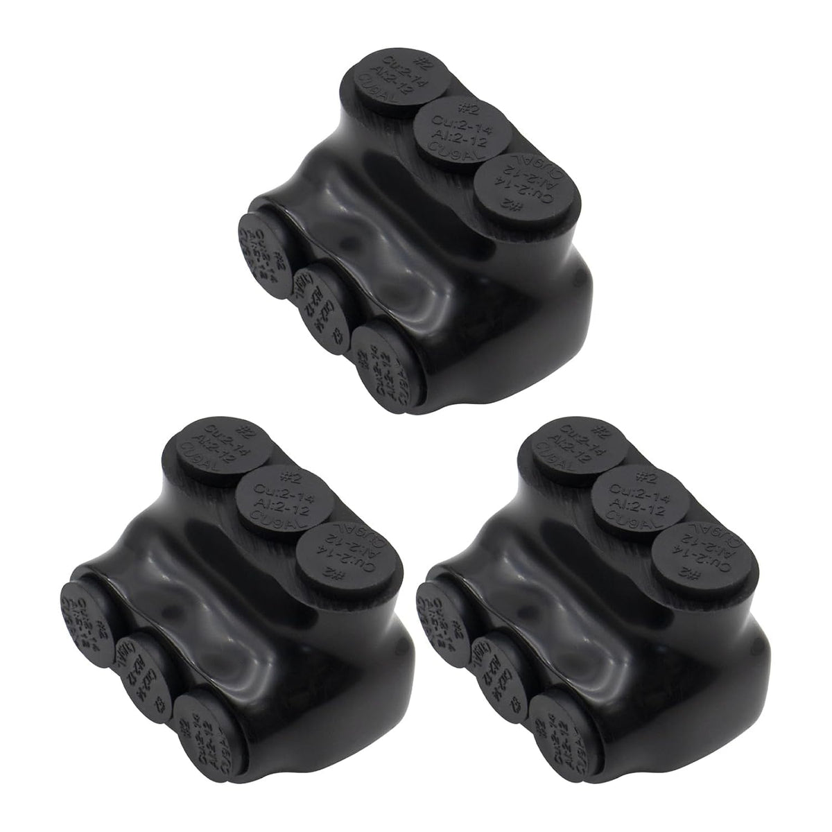 MAKERELE QMS S 2 to 14 AWG 3-port single-sided insulated multi-tap connectors, 3-pack, SKU MK-QMS-S2-3-3PC