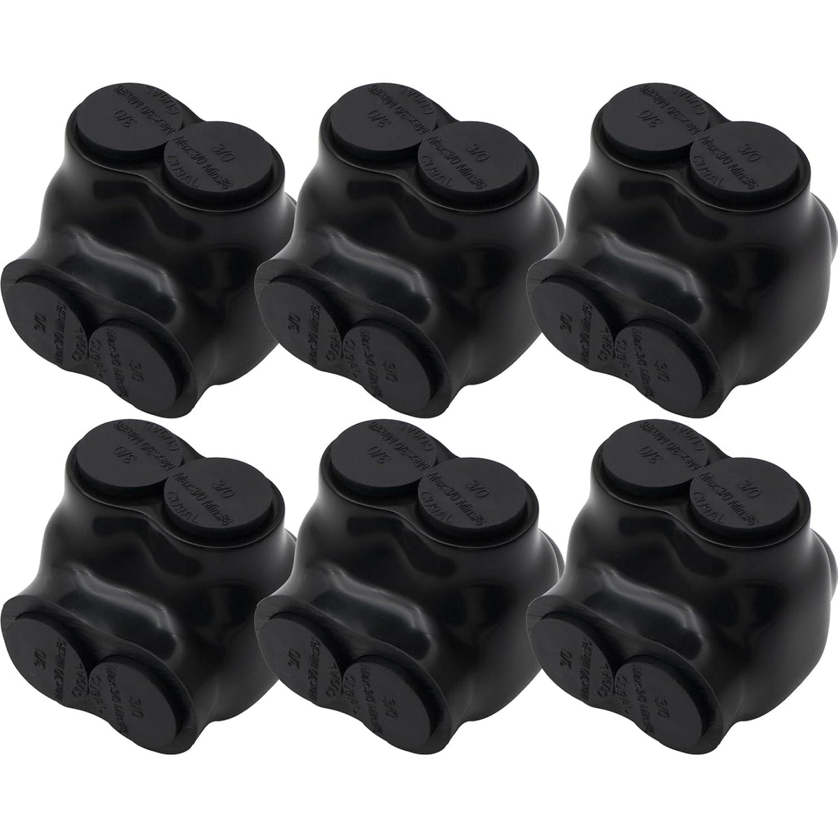 MAKERELE single-sided insulated multi-tap connector, 3/0-6 AWG, 2-port, 6-pack