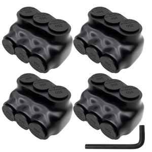 MAKERELE single-sided insulated multi-tap connector with 3/8 in. hex key, 3-port, 6 AWG-350 kcmil, 4-pack