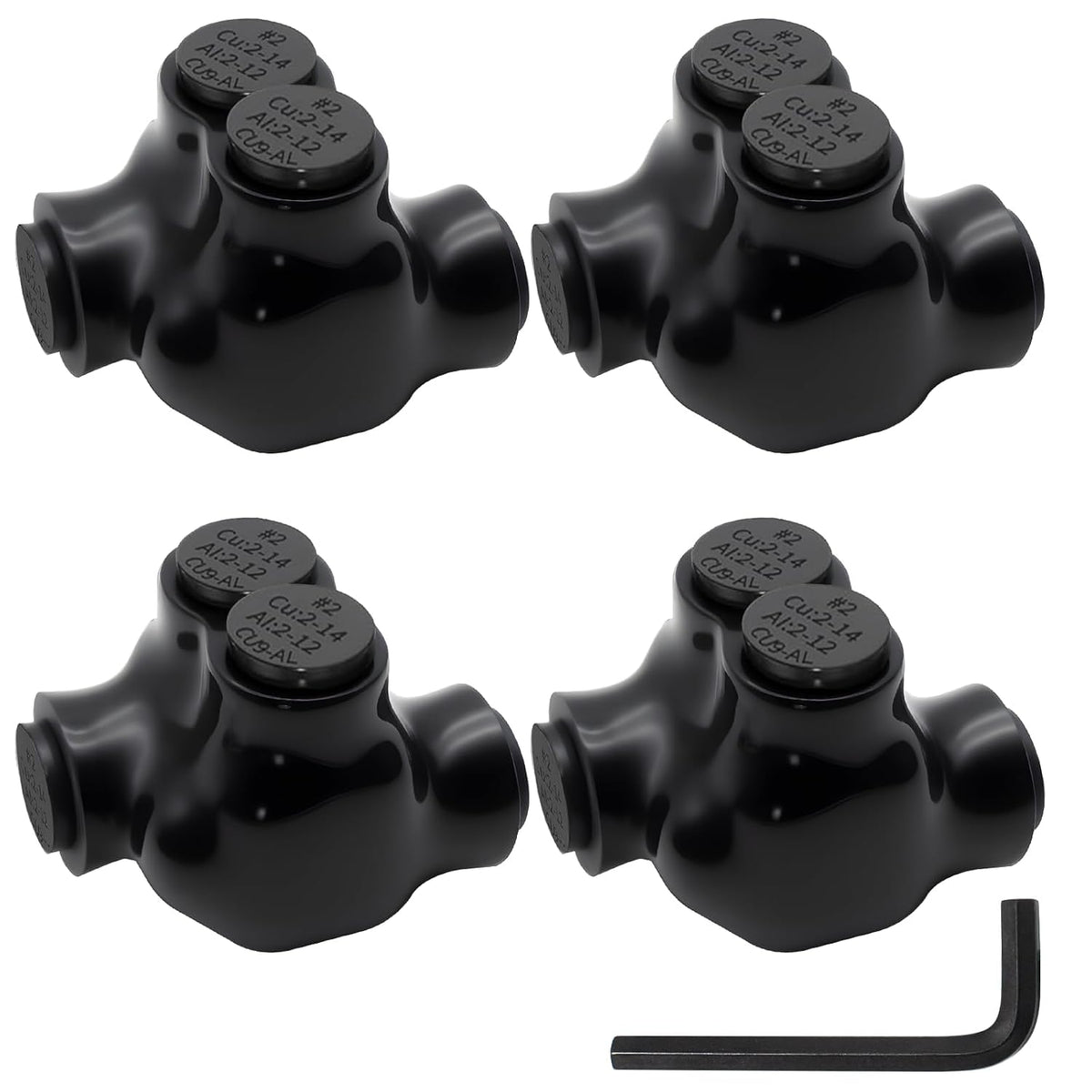 MAKERELE single-sided insulated multi-tap connector with 5/32 in. hex key, 1-port, 2-14 AWG, 4-pack