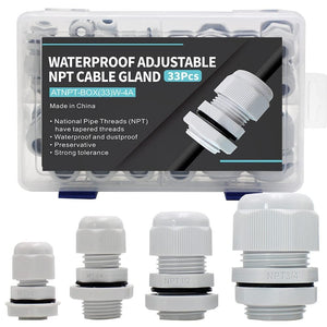 MAKERELE grey NPT cable gland assortment kit, 33 pieces