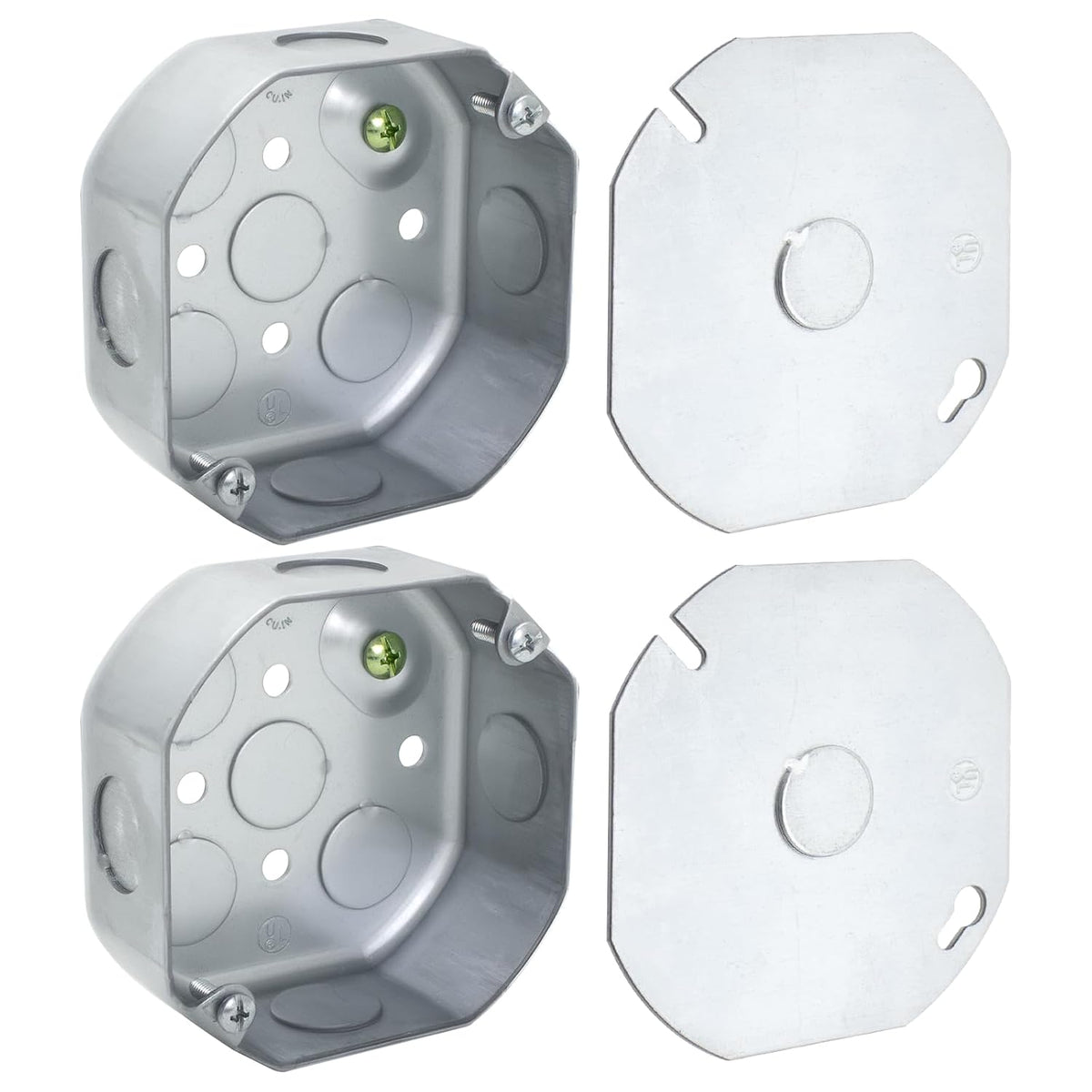 MAKERELE 4-inch octagon electrical boxes with metal covers, 2-Pack