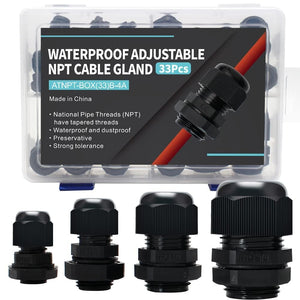 MAKERELE black NPT cable gland assortment kit, 33 pieces