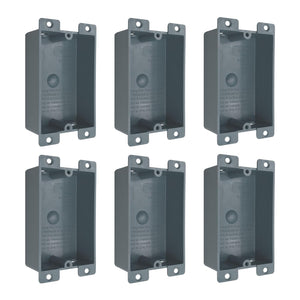 MAKERELE grey 1-gang shallow old work electrical box, 8 cu in, 6-pack