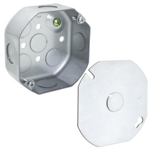 MAKERELE 4-inch octagon electrical box with metal cover, 1-Pack