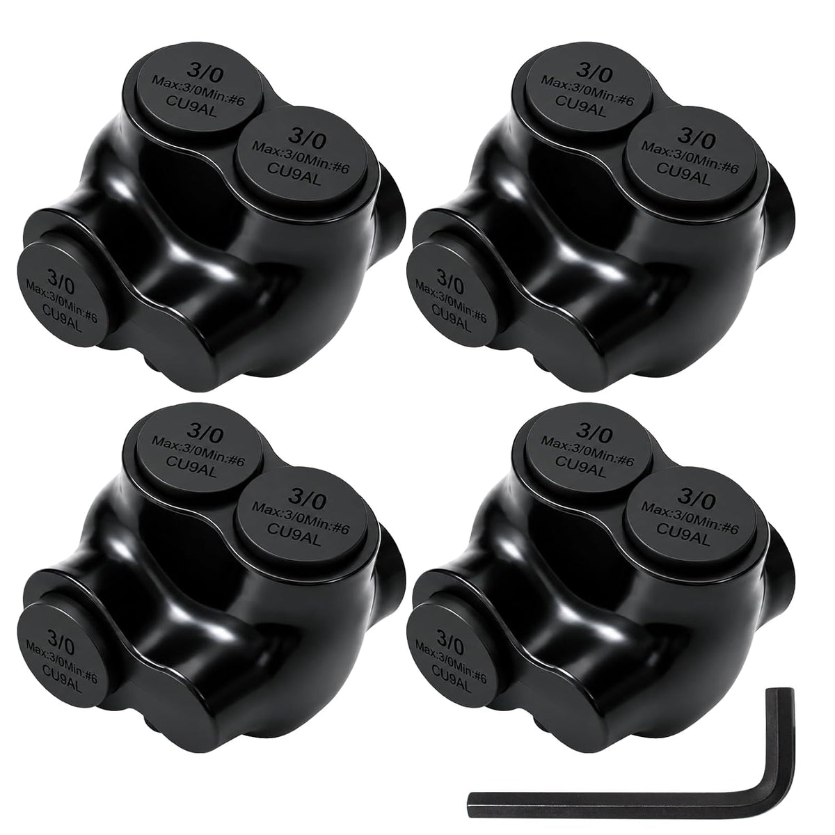 MAKERELE single-sided insulated multi-tap connector with 7/32 in. hex key, 1-port, 3/0-6 AWG, 4-pack
