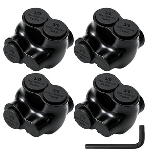 MAKERELE single-sided insulated multi-tap connector with 7/32 in. hex key, 1-port, 3/0-6 AWG, 4-pack