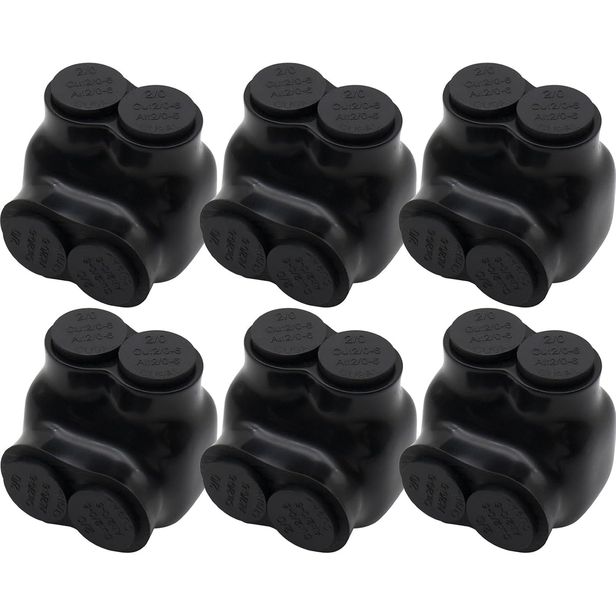 MAKERELE single-sided insulated multi-tap connector, 2/0-6 AWG, 2-port, 6-pack