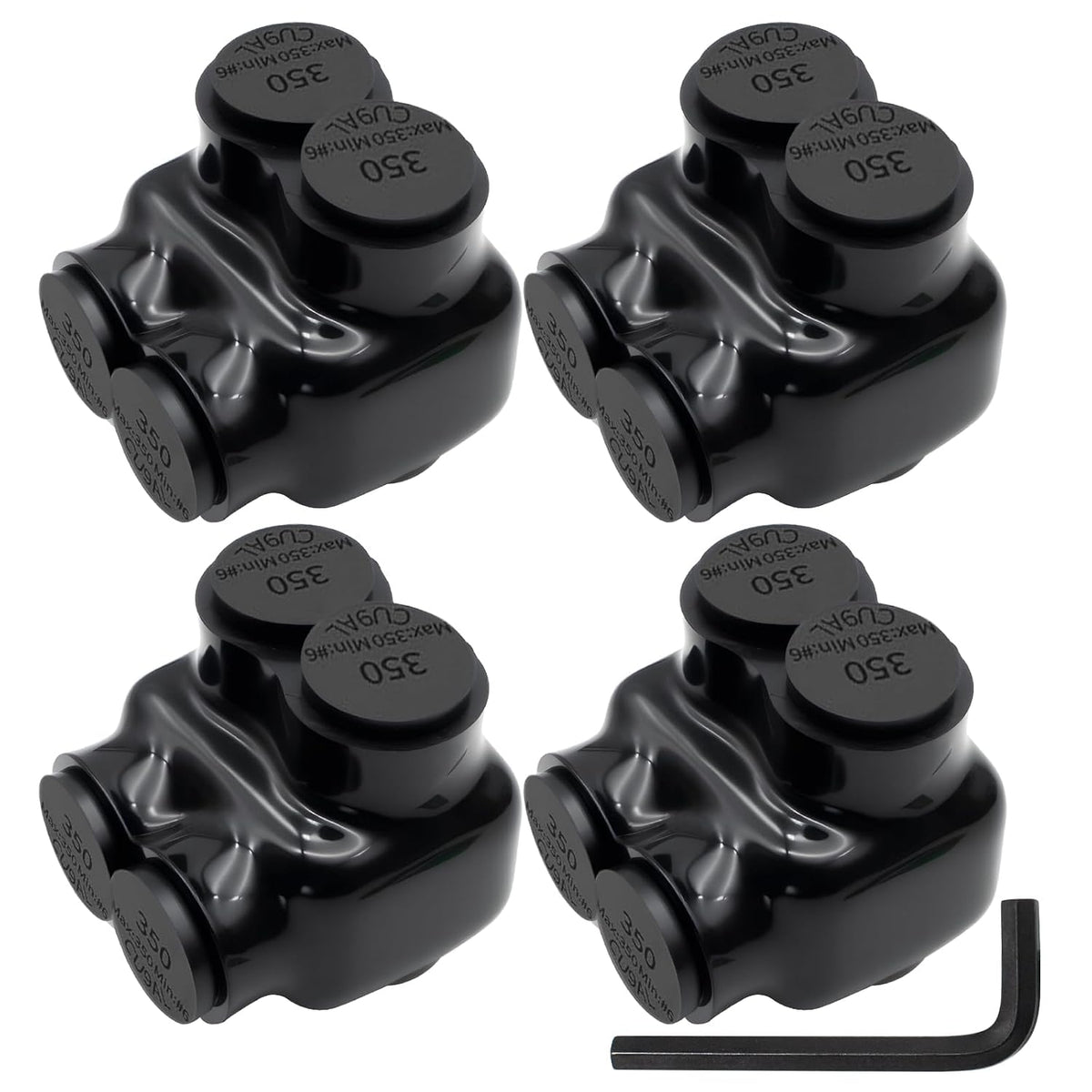 MAKERELE single-sided insulated multi-tap connector with 3/8 in. hex key, 2-port, 6 AWG-350 kcmil, 4-pack