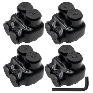 MAKERELE single-sided insulated multi-tap connector with 3/8 in. hex key, 2-port, 6 AWG-350 kcmil, 4-pack