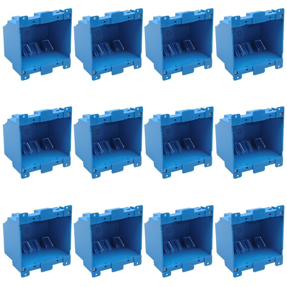 MAKERELE blue 2-gang old work electrical boxes, 25 cu. in., 12-pack