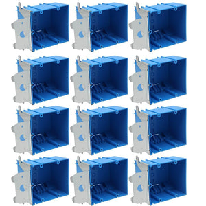 MAKERELE blue adjustable electrical outlet boxes, 2-gang, 34 cu. in., 12-pack