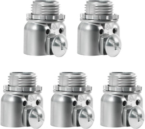 MAKERELE 3/8 inch zinc die-cast flexible metal conduit duplex connectors, screw type, 5-pack