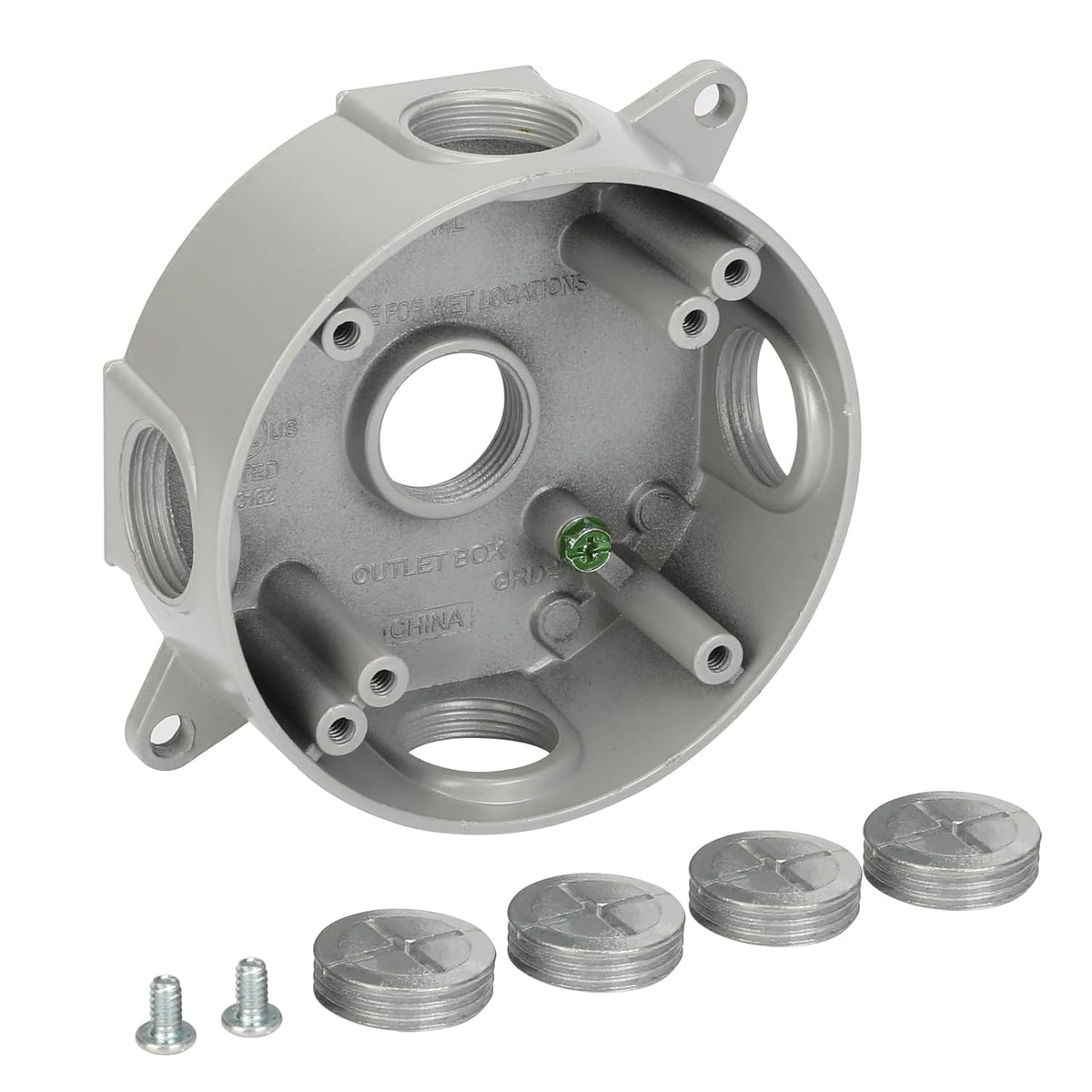 MAKERELE round metal electrical box with 3/4 in threaded entries, 1-Pack