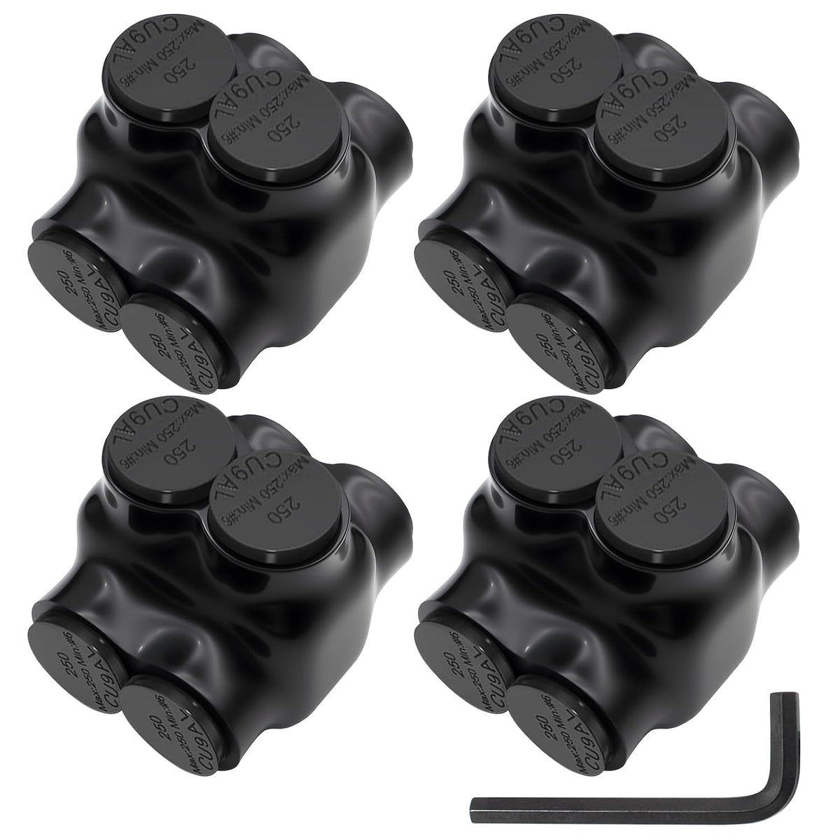 MAKERELE dual-sided insulated multi-tap connector with 5/16 in. hex key, 2-port, 6 AWG-250 kcmil, 4-pack