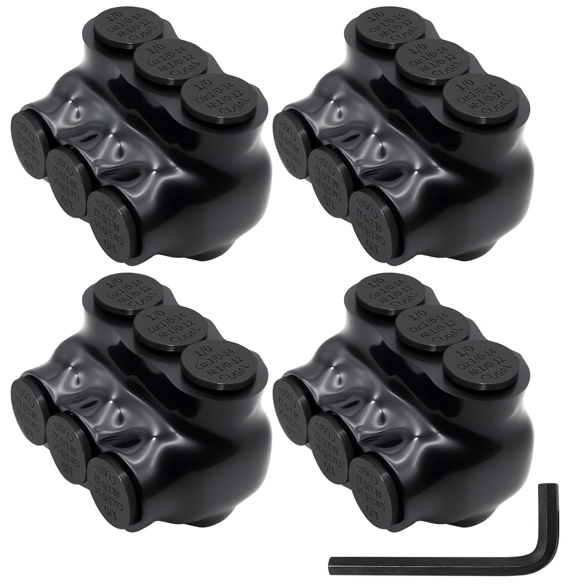 MAKERELE single-sided insulated multi-tap connector with 3/16 in. hex key, 3-port, 1/0-14 AWG, 4-pack