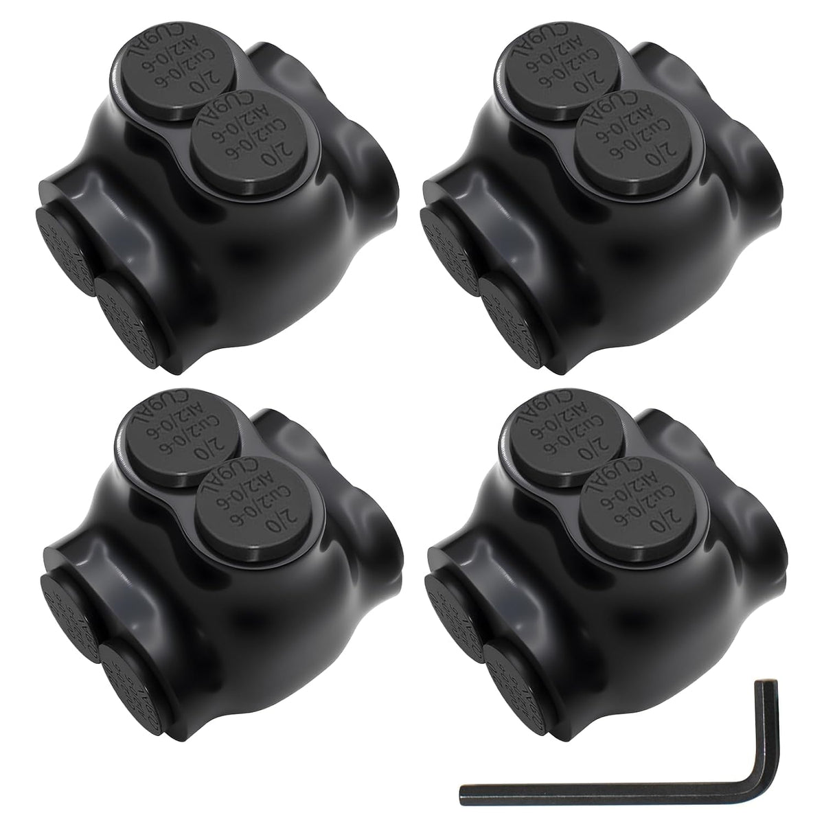 MAKERELE dual-sided insulated multi-tap connector with 3/16 in. hex key, 2-port, 2/0-6 AWG, 4-pack
