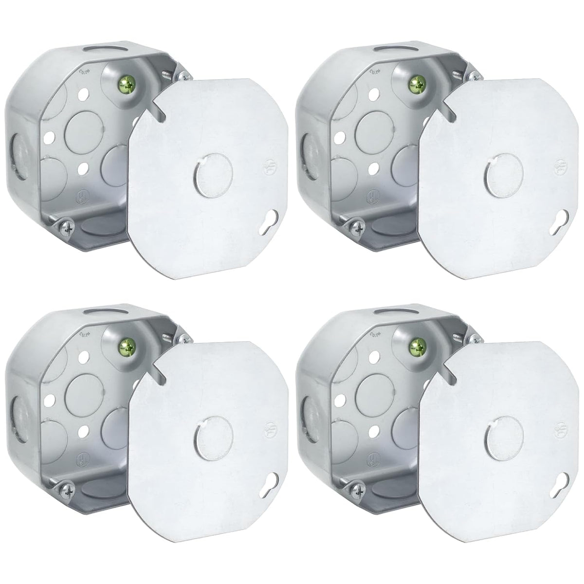 MAKERELE 4-inch octagon electrical boxes with metal covers, 4-Pack