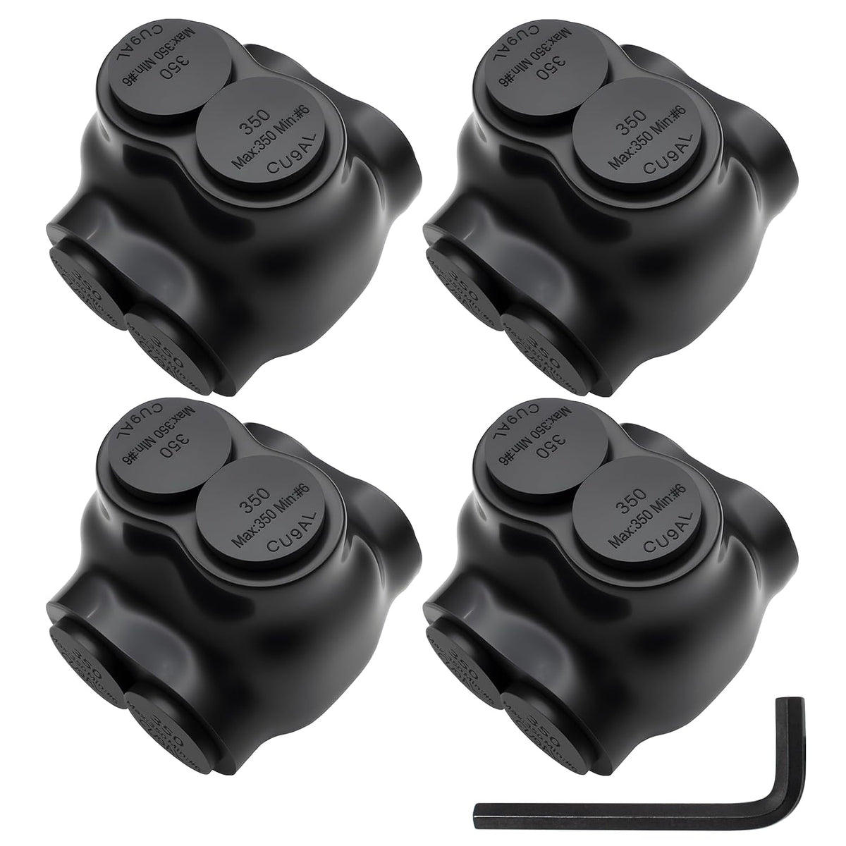MAKERELE dual-sided insulated multi-tap connector with 3/8 in. hex key, 2-port, 6 AWG-350 kcmil, 4-pack