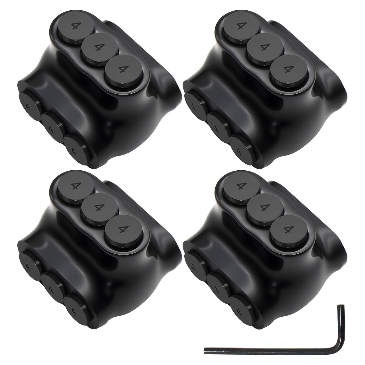 MAKERELE dual-sided insulated multi-tap connector with 7/64 in. hex key, 3-port, 4-14 AWG, 4-pack