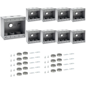 MAKERELE two-gang metal electrical boxes with 1/2 in threaded entries, 9-Pack