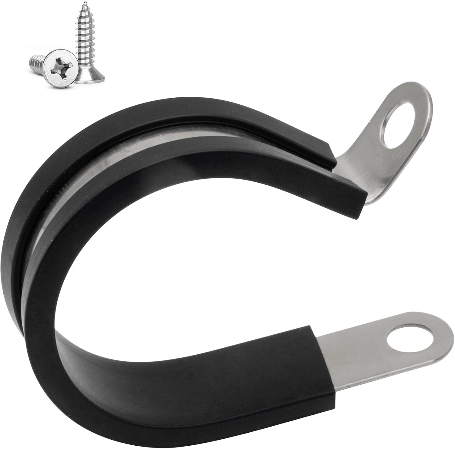 MAKERELE 3/8 inch 304 stainless steel rubber-cushioned cable clamps with screws, 15-pack