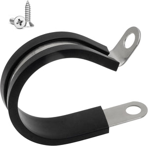 MAKERELE 3/8 inch 304 stainless steel rubber-cushioned cable clamps with screws, 15-pack