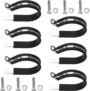 MAKERELE 1-3/4 inch 304 stainless steel rubber-cushioned cable clamps with bolts, 6-pack