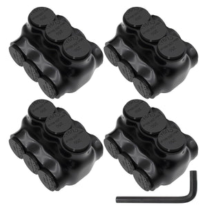 MAKERELE dual-sided insulated multi-tap connector with 5/16 in. hex key, 3-port, 6 AWG-250 kcmil, 4-pack