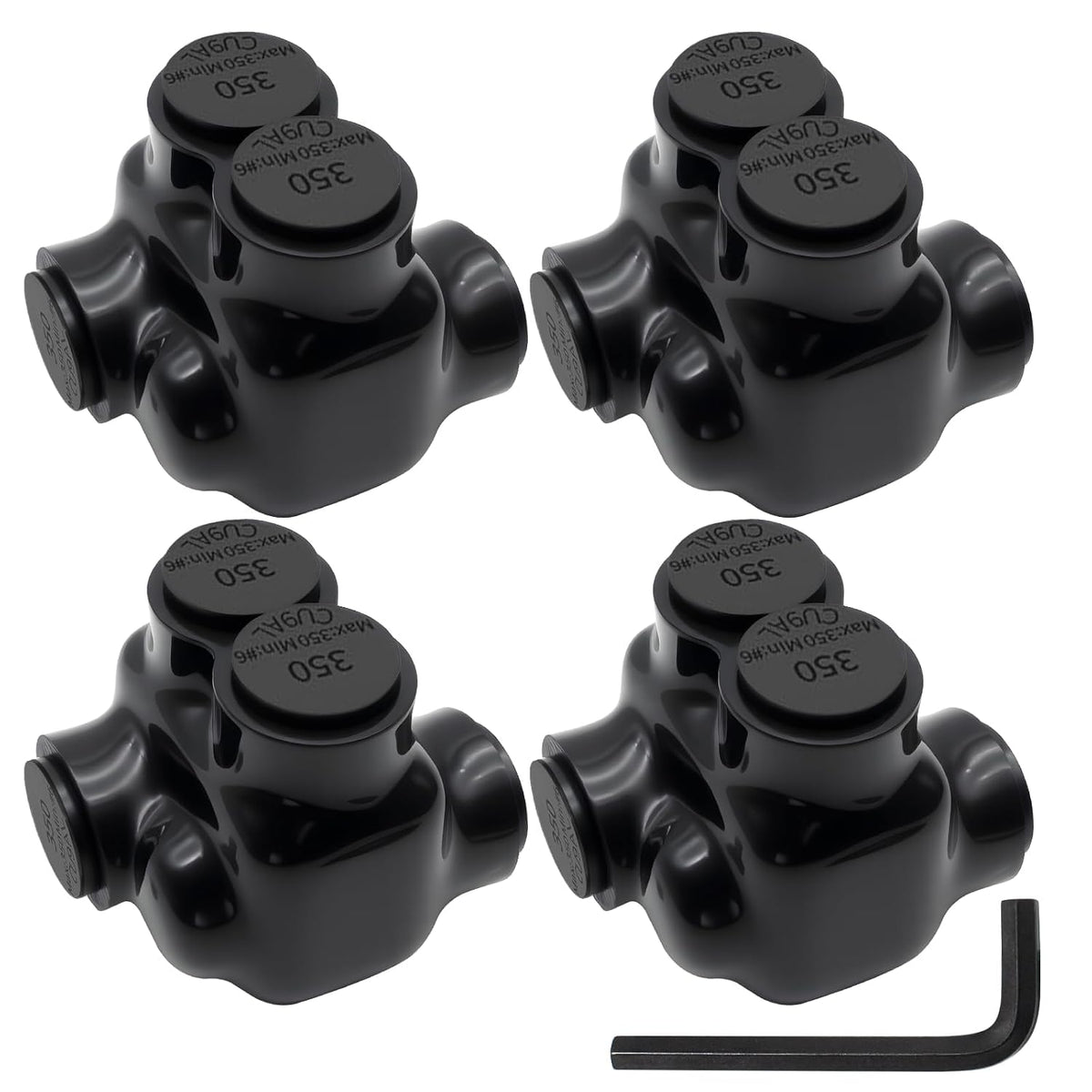 MAKERELE single-sided insulated multi-tap connector with 3/8 in. hex key, 1-port, 6 AWG-350 kcmil, 4-pack