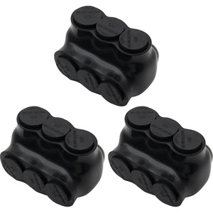 MAKERELE QMS S 3/0 to 6 AWG 3-port single-sided insulated multi-tap connectors, 3-pack, SKU MK-QMS-S3/0-3-3PC