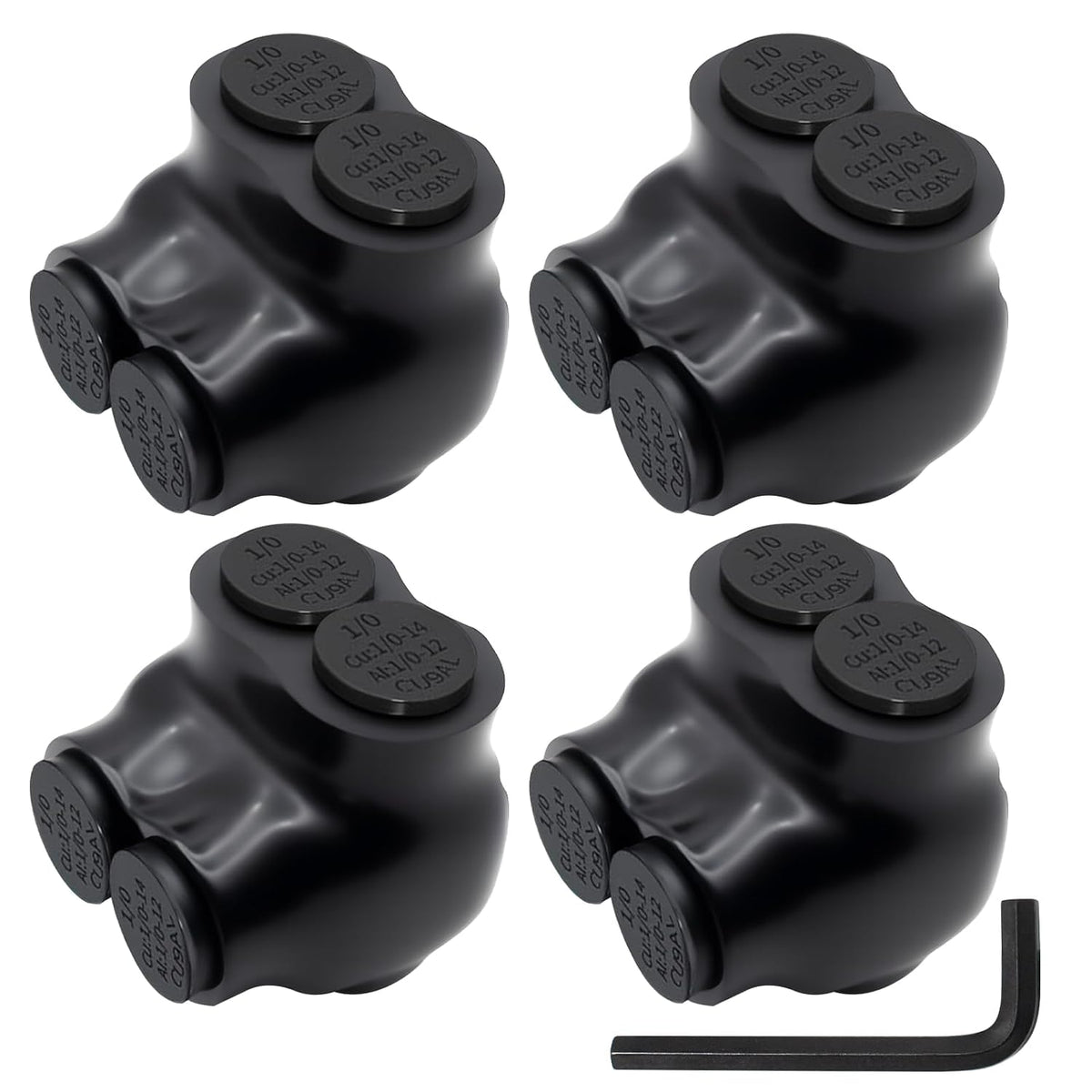 MAKERELE single-sided insulated multi-tap connector with 3/16 in. hex key, 2-port, 1/0-14 AWG, 4-pack