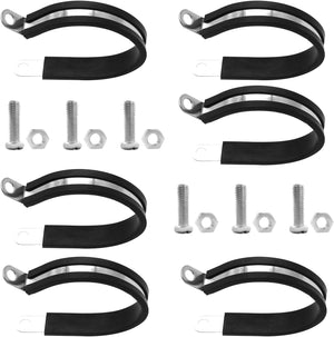 MAKERELE 2 inch 304 stainless steel rubber-cushioned cable clamps with bolts, 6-pack
